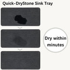 2 Pcs Water Absorbing Stone Trays, Kitchen/Bathroom Sink Soap Dish, Diatomite Tray Used for Hand Soap & Cosmetic Bottles in The Modern Home, 4" W x 8.3" L, Dark Gray