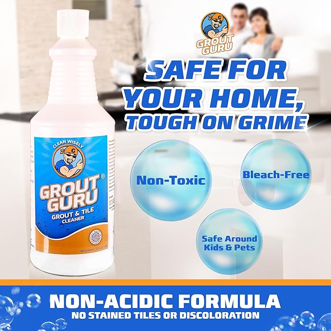 Grout Cleaner for Tile Floors 1 Quart Made in USA - Heavy Duty Tile Cleaner Ceramic Floor for Deep Cleaning Restore Easy to Use Bathroom Shower Kitchen Outdoor Porcelain