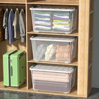 85 Quart Plastic Storage Bin with Latching Lid, Large Clear Storage Box, 4 Pack