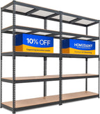 HOMEDANT 5-Tier Laminated Boltless Heavy Duty Metal Shelving Unit Adjustable Garage Storage Utility Rack Shelves Organization Multipurpose Shelf Warehouse Industrial 39.8" W x 18.2" D x 71.3" H 2Pack