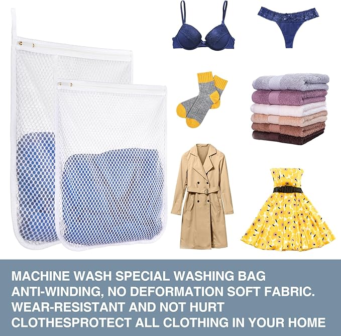 3 pcs Durable Honeycomb Mesh Laundry Bags for Delicates 12" x 15" (3 Medium)