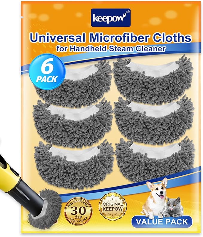 6 Pack Microfiber Cloth for Handheld Steam Shot Steam Cleaner Accessories Reusable Washable Steam Mop Pads Compatible with Bissell Steam Shot, Fit for Wagner, Fit for McCulloch Steamer Attachments