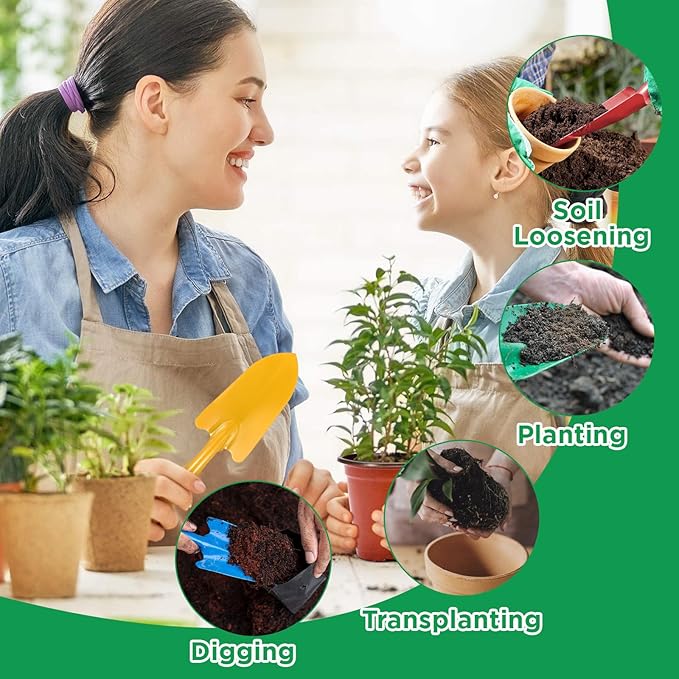 Sibba 18PCS Hand Shovel Set Garden Trowel Digging Spade Shovel Gardening Tools Sand Shovels Mini Garden Shovels for Flower Soil Planting Succulent Bulb Transplanting, Lawn Yard Farm Home (Multicolor)