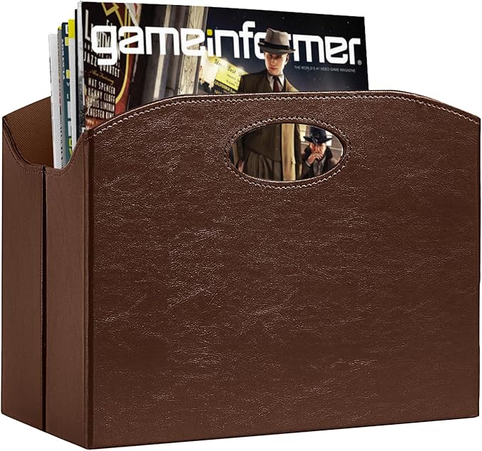 Magazine Rack Floor foldable Magazine Holders Basket Organizer Newspaper Storage Bin Organizer for Home Document File Holder brown