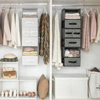 GRANNY SAYS Hanging Closet Organizer 6 Shelves, Closet Organizers and Storage with 5 Drawers, 6 Side Pockets Closet Hanging Organizer, Hanging Storage Organizer for Closet, Baby Clothes, Gray
