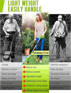 Electric Weed Wacker Cordless: 21V Weed Eaters Battery Powered with 2 Batteries & Charger, Stringless Metal Blade Weed Trimmer 3 in 1 Grass Trimmer/Edger/Brush Cutter for Lawn Yard Garden