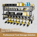 Power Tool organizer, 4 Layer Heavy Duty Metal tool Organizer Loads 260lbs, Garage Wall Organizer 8 Cordless Drill Holder, Wall mounted Tool Organizer for Garage Workshop - 33 Inch