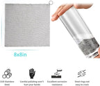 Cast Iron Cleaner 8 * 8" Upgraded Stainless Steel Chainmail Scrubber SJZSUNRUN 316L Metal Skillet for Pan, Camping, RV, BBQ, Baking, Vases, Barbecue Grill, Copper Cooker Cleaning