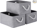 Storage Baskets for Shelves 13.8x9.8x6.7 Inch-Foldable Fabric Organizing Storage Bins with Handles, Closet & Bathroom Organizer, Home Storage for Kitchen, Office (3-Pack, Gray)