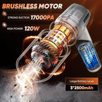 Saker Portable Handheld Vacuum Cordless Portable 17000PA Foldable Car Vacuum Cleaner Mini Dust Blower with Brushless Motor for Office Pet and Home Cleaning HL133