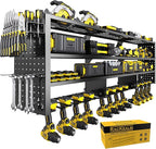 49" W Large Power Tool Organizer Wall Mount, 4 Layer Heavy Duty Metal Tool Storage Rack with 12 Drills Holder, Utility Racks for Garage Workshop, Ideal Garage Organization Gifts for Men