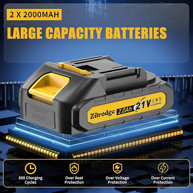 3/8" Cordless Electric Ratchet Wrench Set With Multi Drill Bits, 66FT-LBS 250 PRM Power Ratchet Wrench, 21V Ratchet Tool Kit, Variable Speed, 7 Sockets, LED Light, 1/4" and 1/2" Adapter, 2 Batteries