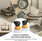 MR.SIGA Dish Scrub Brush, Palm Brush Dish Scrubber with Ergonomic Grip, Kitchen Brushes for Dishes, Orange, Pack of 2