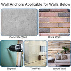 Easily 190 Pcs Wall Anchors and Screws for Drywall, Conical Concrete Wall Anchors and Screws Assortment Kit, Blue Conical Anchor and Self Tapping Screw with 3 Pcs Masonry Drill Bits, Four Sizes