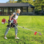 26CC 2-Stroke Weed Eater Gas Powered Weed Wacker, 2 Blade Heads Cordless Lawn Edger Gas Weed Trimmer with Shoulder Strap and Goggles Grass, Trimmer Tools for The Garden and Yard