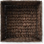 Casafield 12" x 12" Water Hyacinth Storage Baskets, Espresso - Set of 4 Collapsible Cube Organizers, Woven Bins for Bathroom, Bedroom, Laundry, Pantry, Shelves