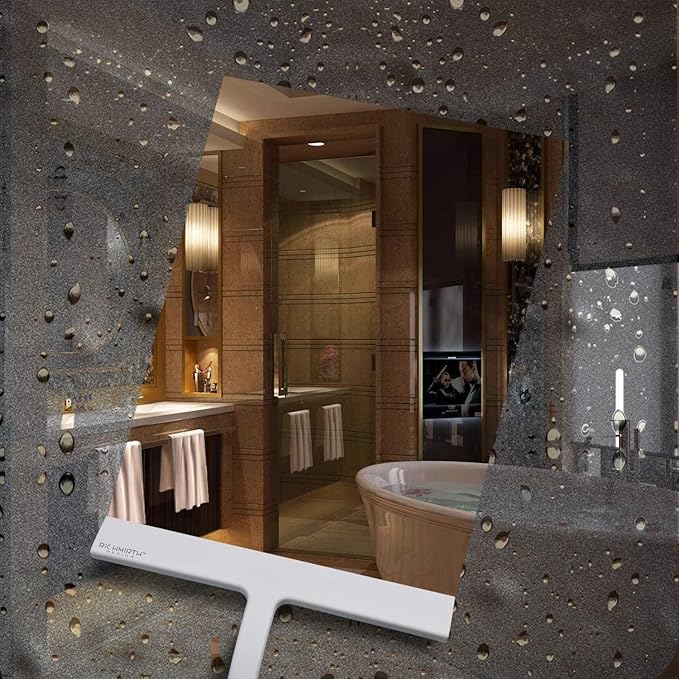 Shower Squeegee with Silicone Hook, 11" Inch Width All Purpose Squeegee Wiper for Shower Glass Doors Bathroom Mirror Tiles Car Window Cleaner Tool - White