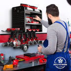 Power Tool Organizer-6 Drill Holder Wall Mount, 3 Tier Heavy-Duty Hand Tool Storage Rack, Utility Racks, Drill Holder, 2 Pegboard Sides - Garage Storage Cordless Tool Organizer (Black)