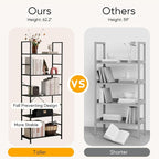 HealSmart 5 Tier Bookshelf, Free Standing Book Shelf Home Office Bookcase Shelf Storage Organizer for Bedroom, Living Room, Bathroom, Office, Balcony, Black