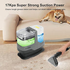 Couch & Upholstery Cleaner Machine, 17KPa Deep Cleaning Portable Carpet Spot Cleaner Machine, Car Shampooer for Sofa, Furniture, Pet & Auto Detailing, Includes Dual Brush Heads & Self-Cleaning System