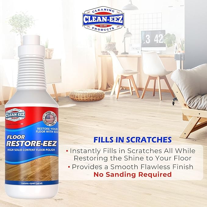 Clean-eez Ultimate Floor Restorer & Polish - Revitalize, Protect, Shine Wood, Laminate, Vinyl, Bamboo, Slate, Terracotta & More (1 Bottle)