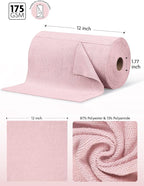 Fantasticlean Microfiber Cleaning Cloth Roll -150 Pack, Tear Away Microfiber Towels, 12" x 12", Reusable, Washable, Ultra Absorbent Dishcloth for Home Supplies, Car, Pet, Kitchen (2 Rolls of Pink)