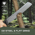 NedFoss 16" Survival Machete with Sheath, D2 Steel 0.22" Thick Full Tang Blade Machete Knife with Flat Grinding, Machete for Cutting Trees, for Yard Work, Clearing Brush with TPE Handle