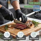Black Nitrile Gloves Disposable 5 Mil with 5 Bonus Travel Packs - Food Safe, Textured Grip for Cooking, Food Prep & Household Cleaning - Latex Free & Powder Free - 110 Pcs, Large