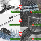 Thatch Rake,15" Lawn Dethatcher Rakes,Dead Grass Remover,Manual Dethatching Rake with Adjustable Length Handle,Scarifier Rake,Thatching Rakes for Lawns Grass Loosening Soil