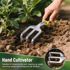 Garden Tool Set, 3 Pack Staines Steel Heavy Gardening Kit Including Hand Shovel, Transplant Shovel and Hand Rake for Planting, Digging, Weeding