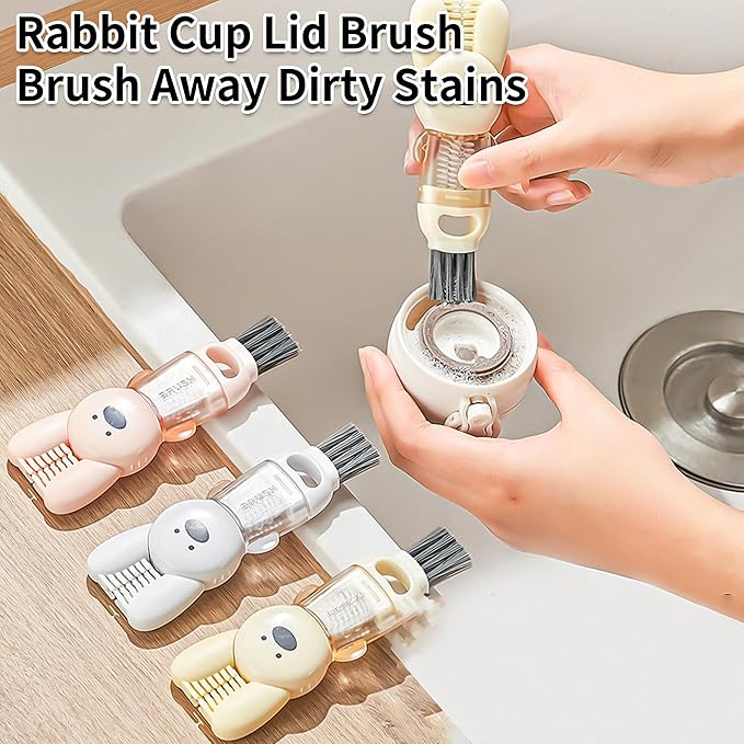 3 PCS Bottle Brush - Upgrade 4 in 1 Cup Lid Gap Cleaning Brush Set, Multifunctional Insulation Bottle Cleaning Tools, Mutipurpose Tiny Silicone Cup Holder Cleaner, Home Kitchen Cleaning Tools
