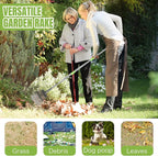 Joyhalo Small Rakes for Leaves, 8.5 Inch Wide Head Leaf Rake with 11 Tines, Metal Garden Rakes with Adjustable Handle from 38.5 to 65 Inch for Gardening, Clippings, Gathering Leaves, Weeds, Debris