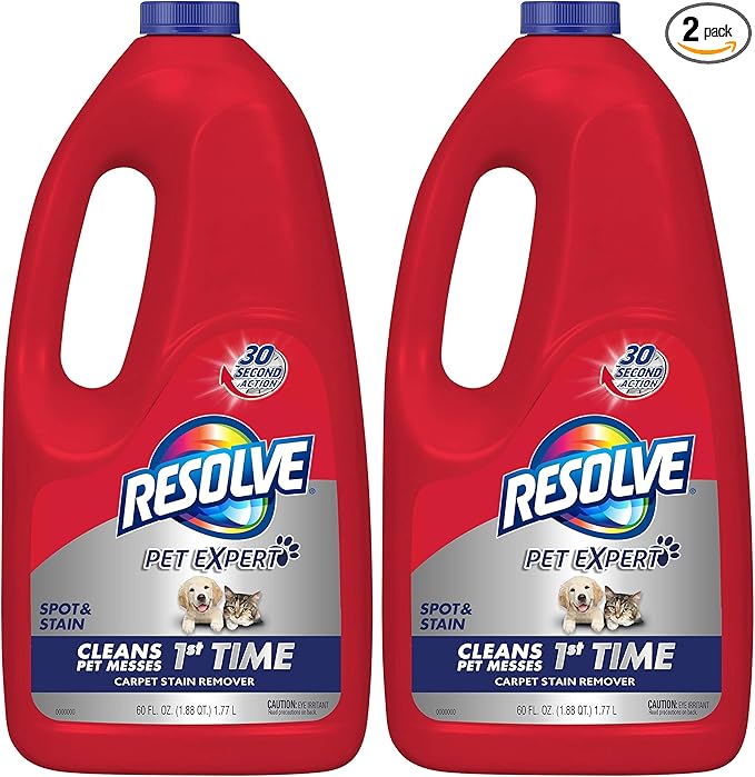 Resolve Pet Carpet Spot & Stain Remover Spray Refill, 60oz, Cleans pet Messes (SYNCHKG097508) (Pack of 2)
