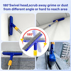 ITTAR Grout Brush with Long Adjustable Handle, Swivel Scrub Brush, V-Shape Grout Line Scrubber with Stiff Bristle for Deep Cleaning Tile Grout, Shower, Kitchen, Hard-to-Reach Corners