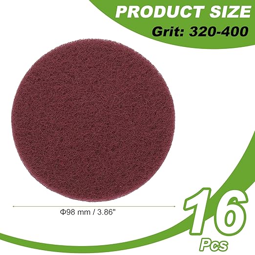 Power Scrub Pads, Scrubbing Pads 320 Grits Scouring Discs - Fitting for (Home Kitchen Cleaning - Drill Attachment - Scrubber Replacement) 16 Pcs & 4 Inch & Red