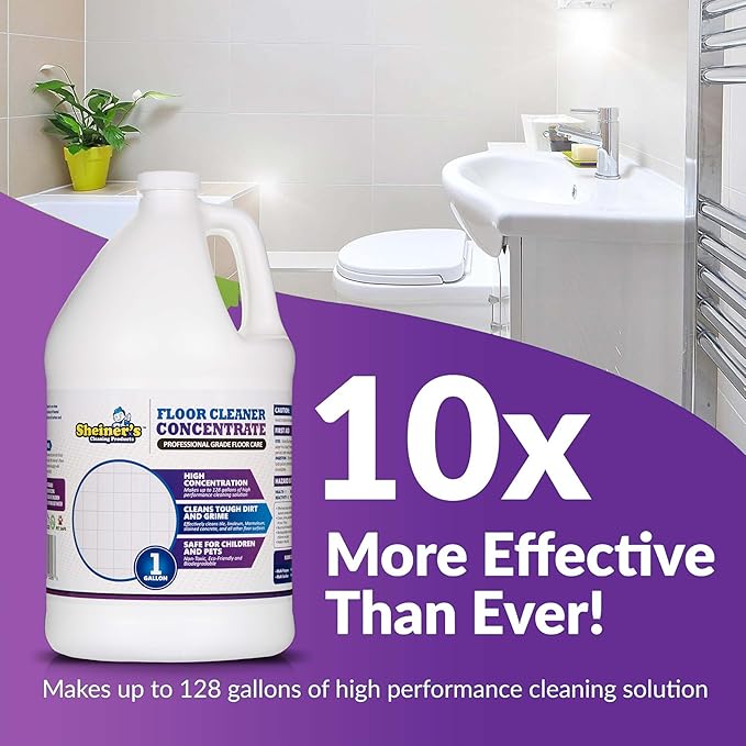 Sheiner's Multi-Surface Cleaner Concentrate, No-Rinse Floor Cleaner & Degreaser for Home, Office & Kitchen, Safe for Kids & Pets, Non-Toxic Lavender Scent All-Purpose Cleaning Supplies, 1-Gallon.