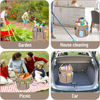 Qivine 17L Cleaning Caddy with Handle, Cleaning Supply Caddy, Foldable Tool Bag Cleaning Products Organizer, Portable Cleaning Bucket Caddy for Cleaning Supplies (Khaki)
