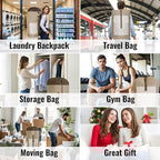 Laundry Bag Backpack, 125L Extra Large Travel with Shoulder Straps, Adjustable & Extendable Design, Laundry Hamper Bag with 3 Pockets for Laundromat, College, Travel, Camping (Brown)