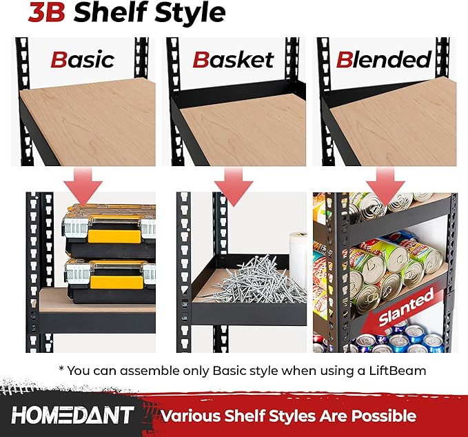 HOMEDANT 5 Tier Laminated Boltless Heavy Duty Garage Storage Adjustable Wide Size Metal Shelving Unit Utility Rack Shelves Organization Multipurpose Shelf Shed Warehouse 47.7"W x 18.2"D x 71.3"H 3Pack