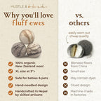 Fluff Ewes Wool Dryer Balls 3 Pack Premium New Zealand Wool Laundry Balls for Dryer, No Static Dryer Balls Laundry Reusable Cute, XL Wool Dryer Balls Cute, Baby Dryer Balls for Dryers - Marble