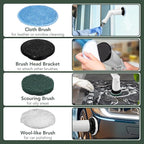 Electric Power Spin Scrubber - Cordless Cleaning Brush with 7 Replaceable Brush Heads - 3 Speed with Flashlight - Adjustable and Extendable for Cleaning Tile Grout Bathtub Window Kitchen Floor