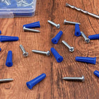 KURUI #10-12 Wall Anchors and Screws Kit, 220PCs Drywall Anchors for Drywall Brick Masonry Stucco Concrete, 110 Plastic Concrete Anchors and 110 Wood Screws, Drywall Anchors for Picture, Curtain Rod