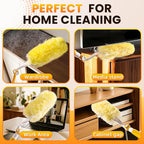 Heavy Duty Duster Refills, Disposable Dusters Kit for Cleaning Dusting Furniture Blind Ceiling Fan, Multi Surface 360 Feather Duster(25)+3FT Extended Handle