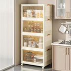 Stackable Storage Bins 104 Qt, Folding Storage Box with Lids and Doors, Open Front Folding Storage Bins with Wheels Large Plastic Storage Container Closet Organizers (4 Tier)