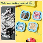 Kathfly 4 Pcs Blue Hair Tie Organizer Portable Hair Accessory Storage Containers Stackable Tie Bobby Pin Holder Home Cotton Swab Dispenser Accessories Jewelry Organizer Box