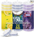 150Ct Aromative Toilet Brush Refills, Toilet Bowl Cleaner Refills, Double-Layer Cleaning Pads Added, Disposable Refill Heads for Toilet Bowl Cleaner Wands, Bulk （Patented）