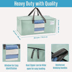 VENO 4 Pack Moving Bags for College, Heavy-Duty Storage Totes, Moving Boxes and Wardrobe Packing Supplies Alternative - Extra Large Durable Laundry Bags for Clothes (Shiny Light Green, 4 Pack)