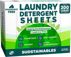 Sudstainables Eco Friendly Laundry Detergent Sheets - (200 Count), Unscented, Zero Waste, Plastic Free, Ultra Cleaning Strength, Sensitive Skin Safe, Saves Space