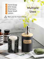 Kitchen Soap Dispenser Set, Ceramic Hand and Dish Soap Dispenser for Bathroom, Includes Instant Dry Tray, Collapsible Funnel, 15 Oz, Black