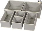 DIOMMELL Foldable Cloth Storage Box Closet Dresser Drawer Organizer Fabric Baskets Bins Containers Divider with Drawers for Clothes, Underwear, Bras, Socks, Lingerie, Clothing, Set of 6
